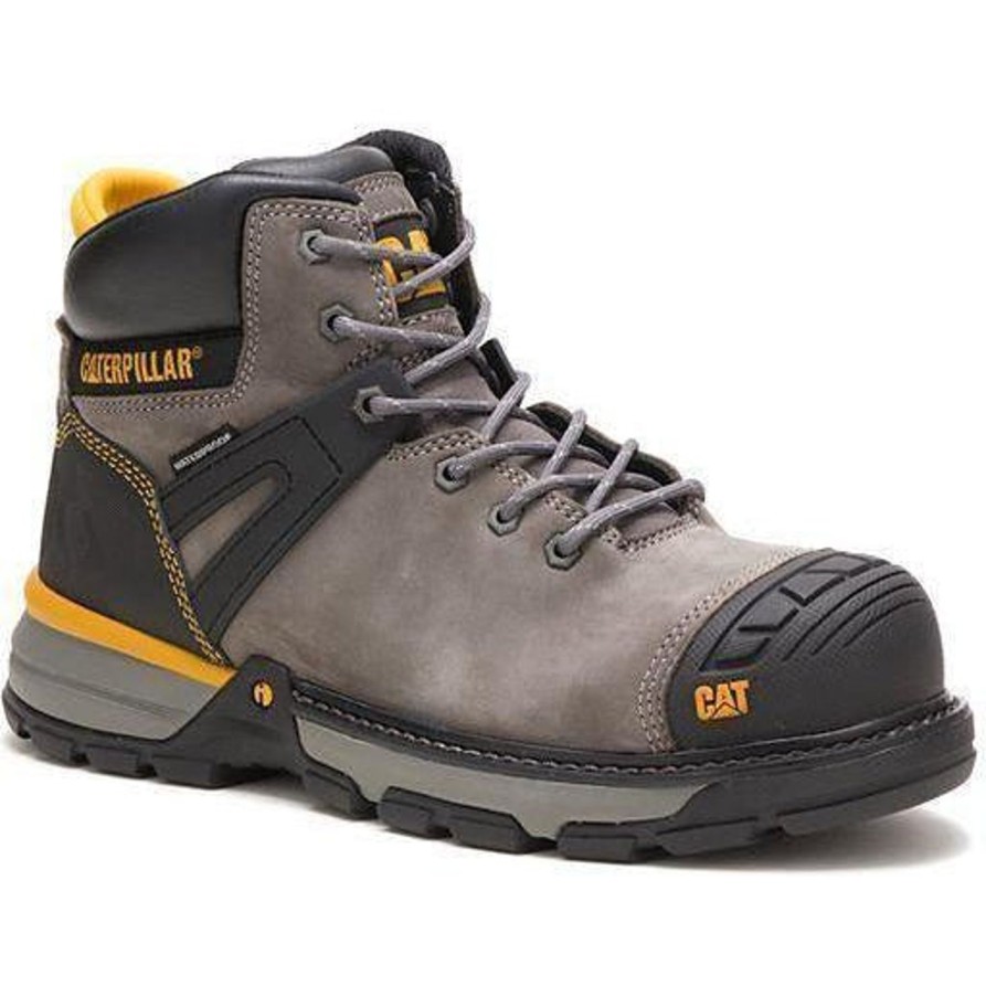 Men'S CAT | Cat Men'S Excavator Superlite Nano Toe Wp Work Boot P91197 Pewter