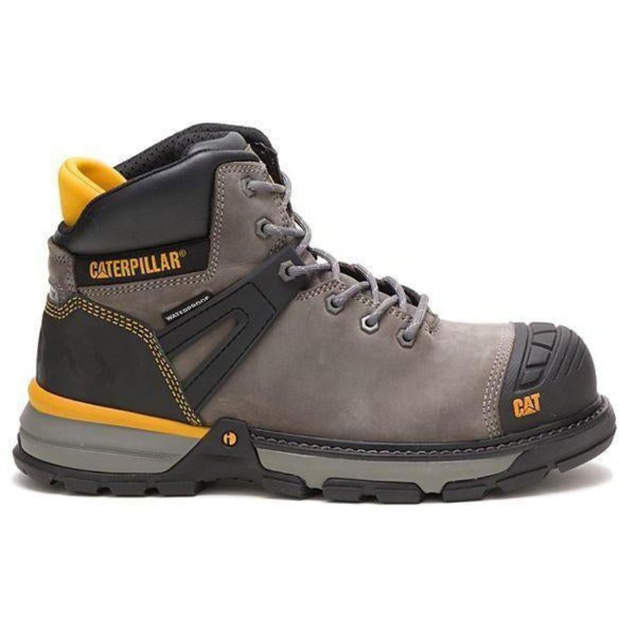 Men'S CAT | Cat Men'S Excavator Superlite Nano Toe Wp Work Boot P91197 Pewter