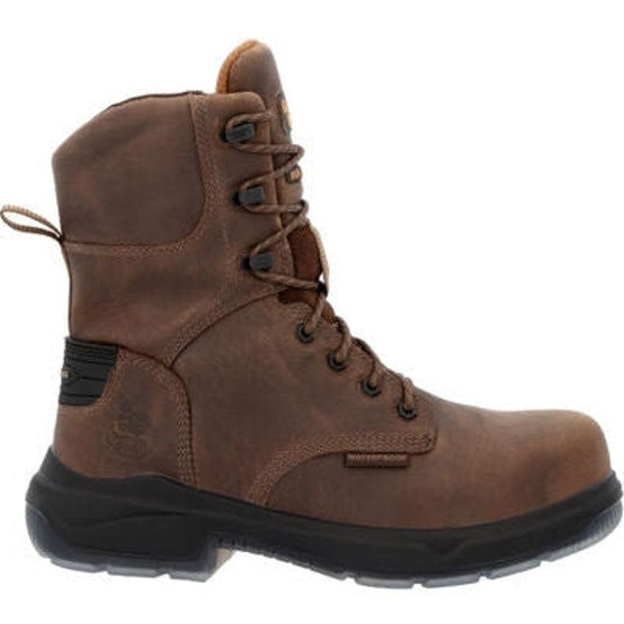 Men'S Georgia | Georgia Men'S Flxpoint Ultra 8" Wp Comp Toe Work Boot Gb00554 Brown