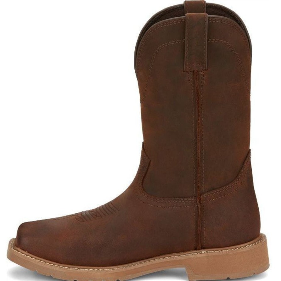 Men'S Justin | Justin Men'S Buster 11" Steel Wp Western Work Boot Se3101 Brown