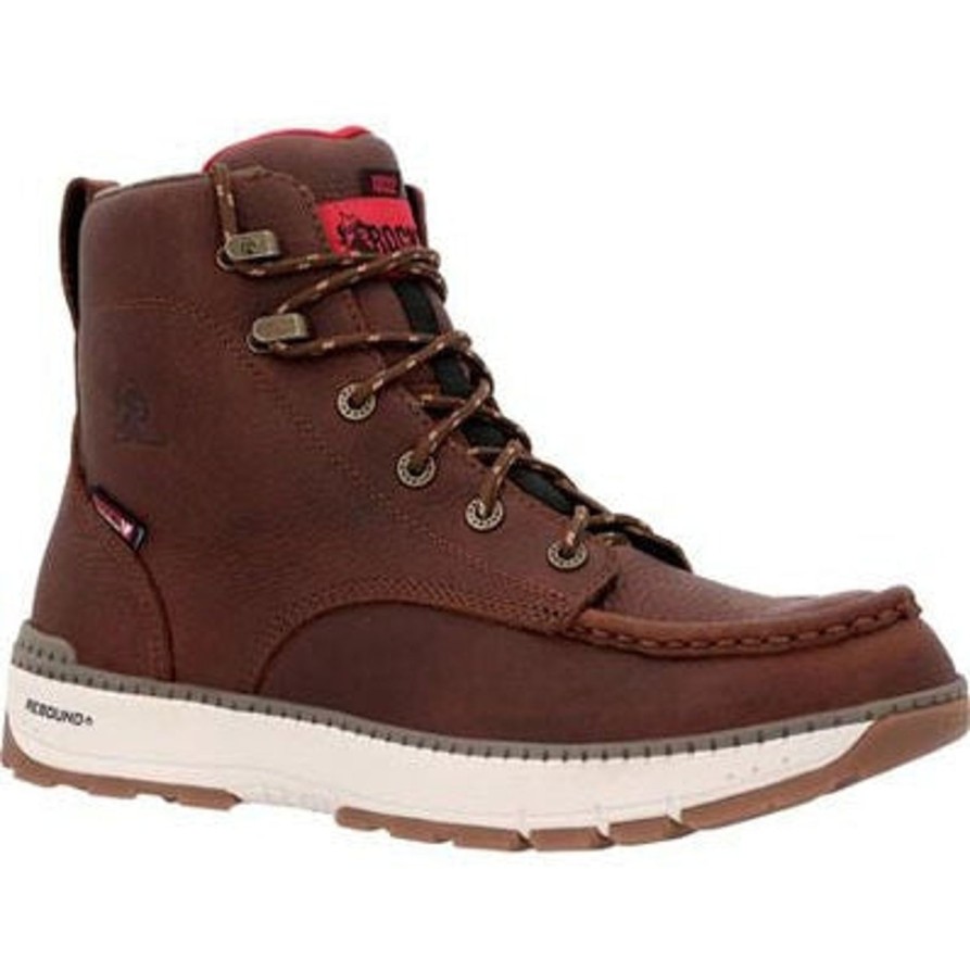 Men'S Rocky | Rocky Men'S Rebound Wedge 6" Comp Toe Wp Work Boot Rkk0435 Tobacco