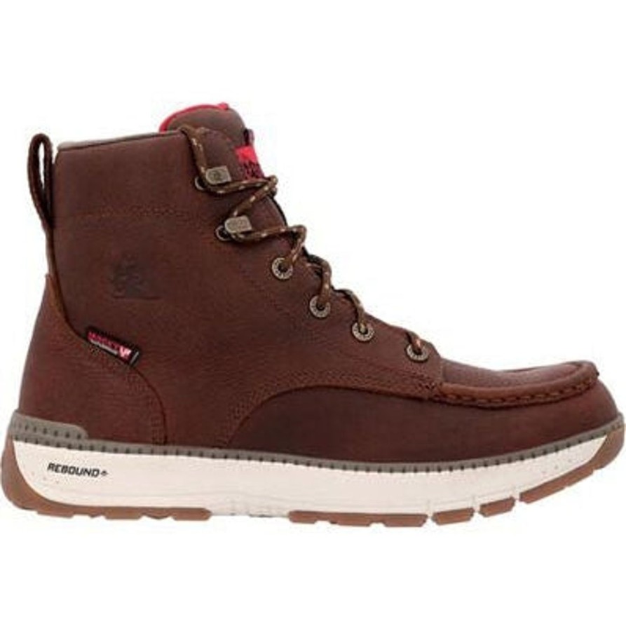 Men'S Rocky | Rocky Men'S Rebound Wedge 6" Comp Toe Wp Work Boot Rkk0435 Tobacco