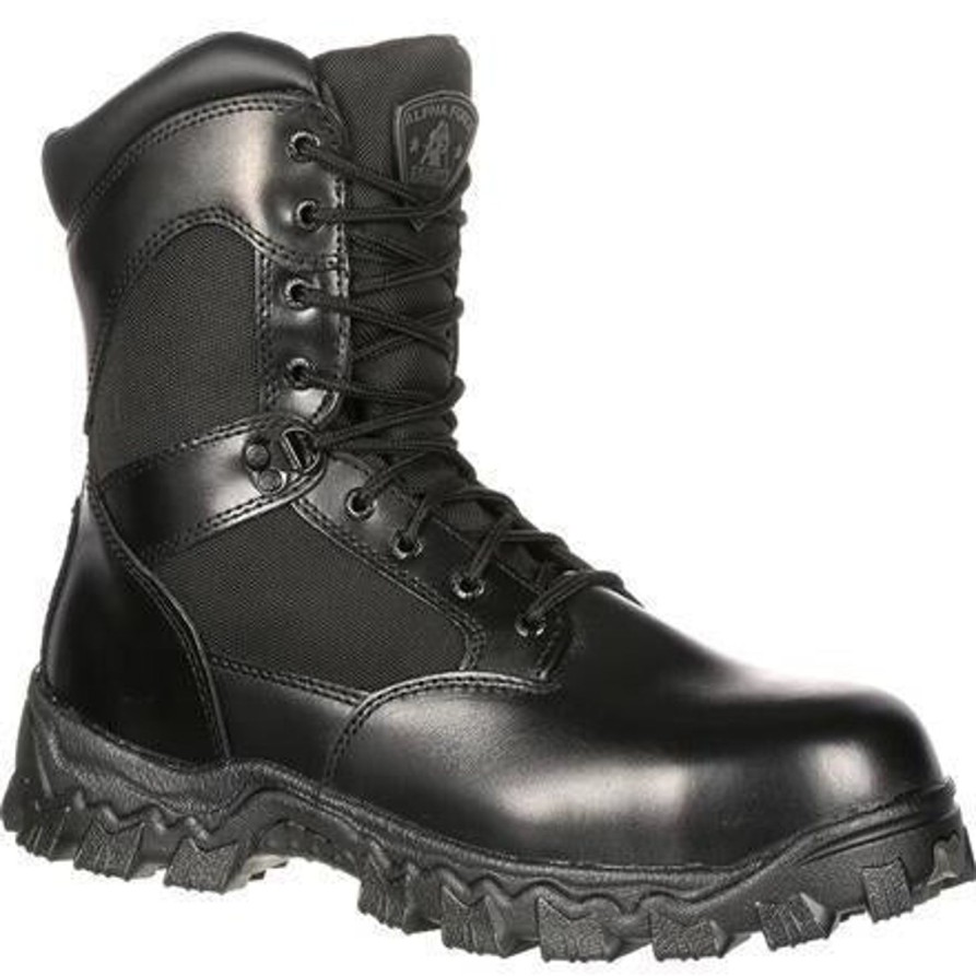 Men'S Rocky | Rocky Men'S Alphaforce 8" Zipper Comp Toe Wp Duty Boot Fq0006173 Black