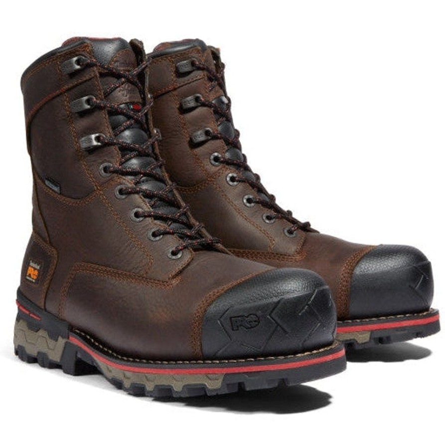 Men'S Timberland Pro | Timberland Pro Men'S Boondock 8" Comp Toe Wp Work Boot Tb0A128P214 Brown