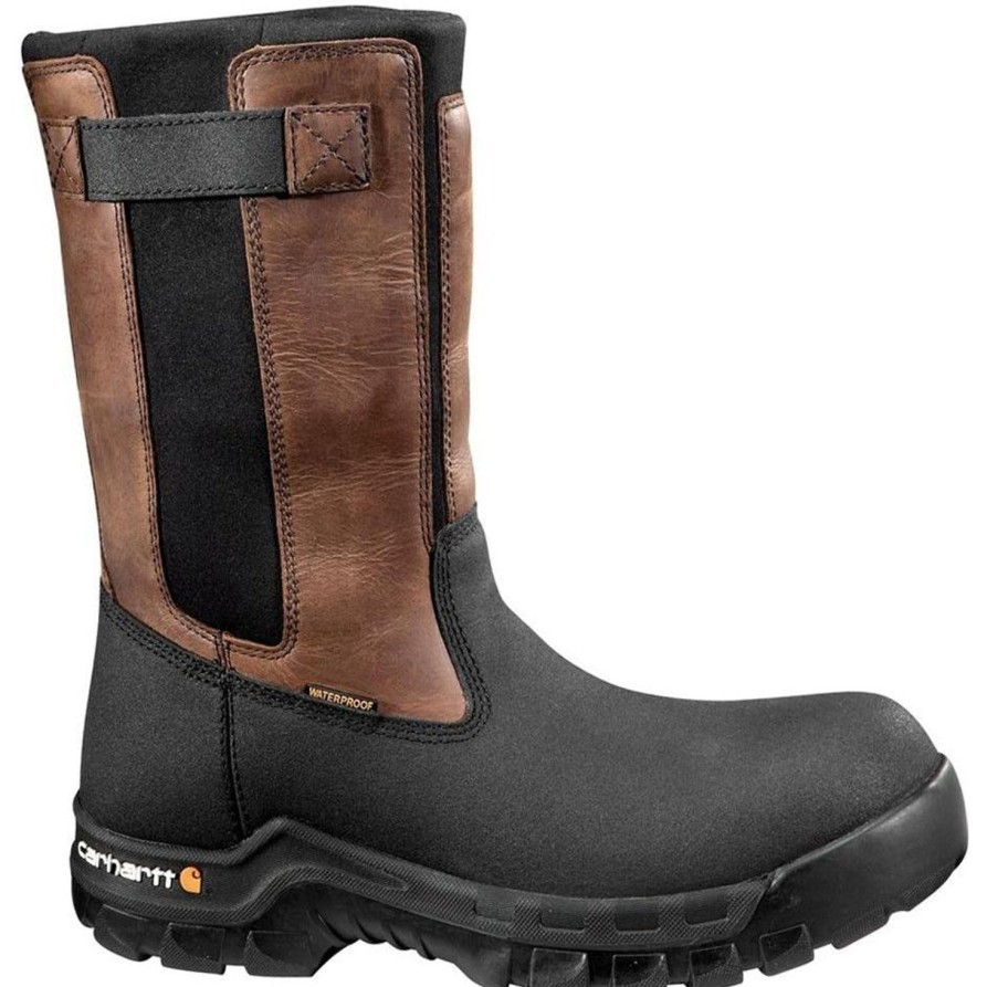 Men'S Carhartt | Carhartt Men'S Rugged Flex 10" Comp Toe Wellington Work Boot Cmf1391 Brown