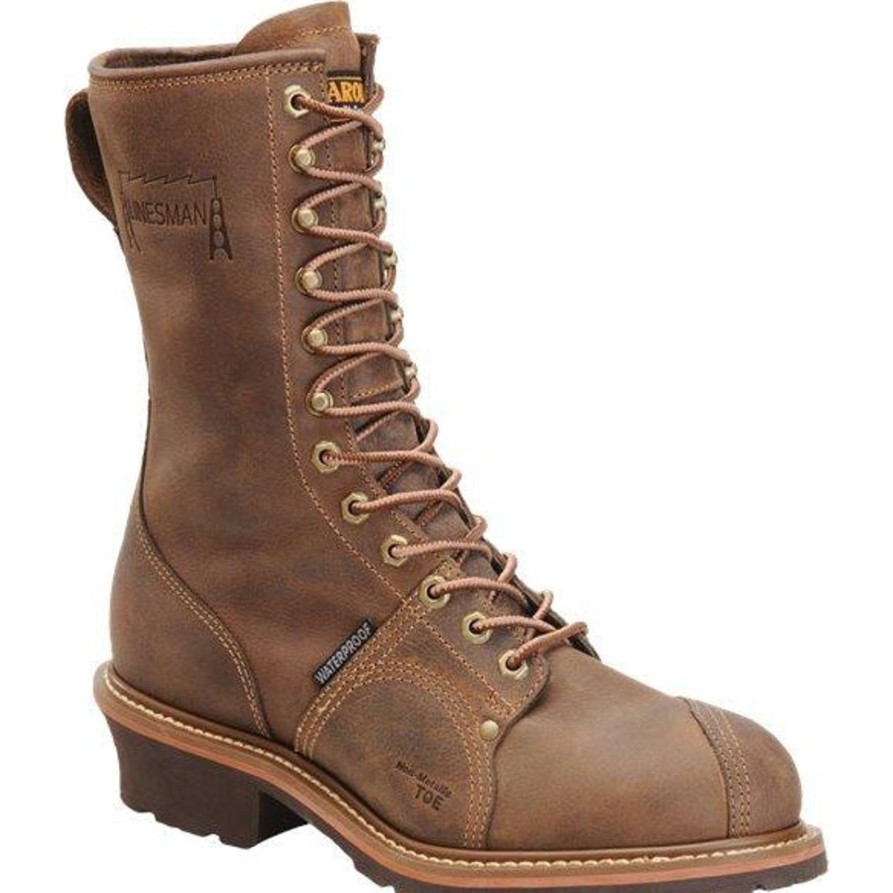 Men'S Carolina | Carolina Men'S Linesman 10" Comp Toe Wp Work Boot - Brown - Ca1904 Dark Brown