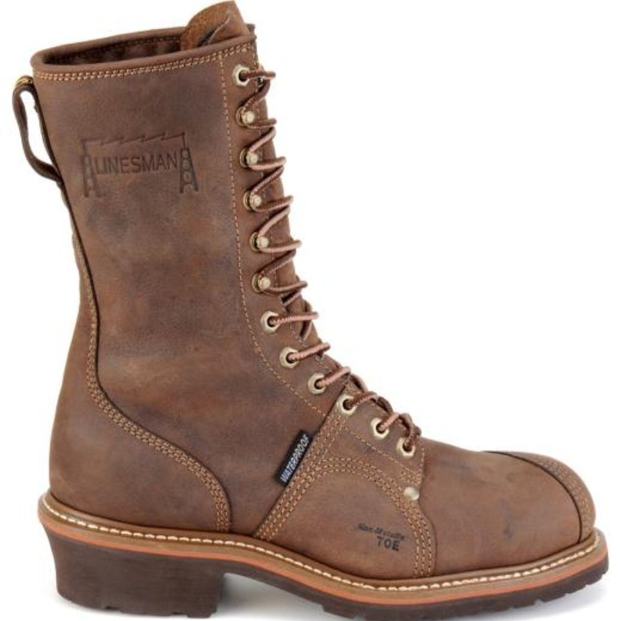 Men'S Carolina | Carolina Men'S Linesman 10" Comp Toe Wp Work Boot - Brown - Ca1904 Dark Brown