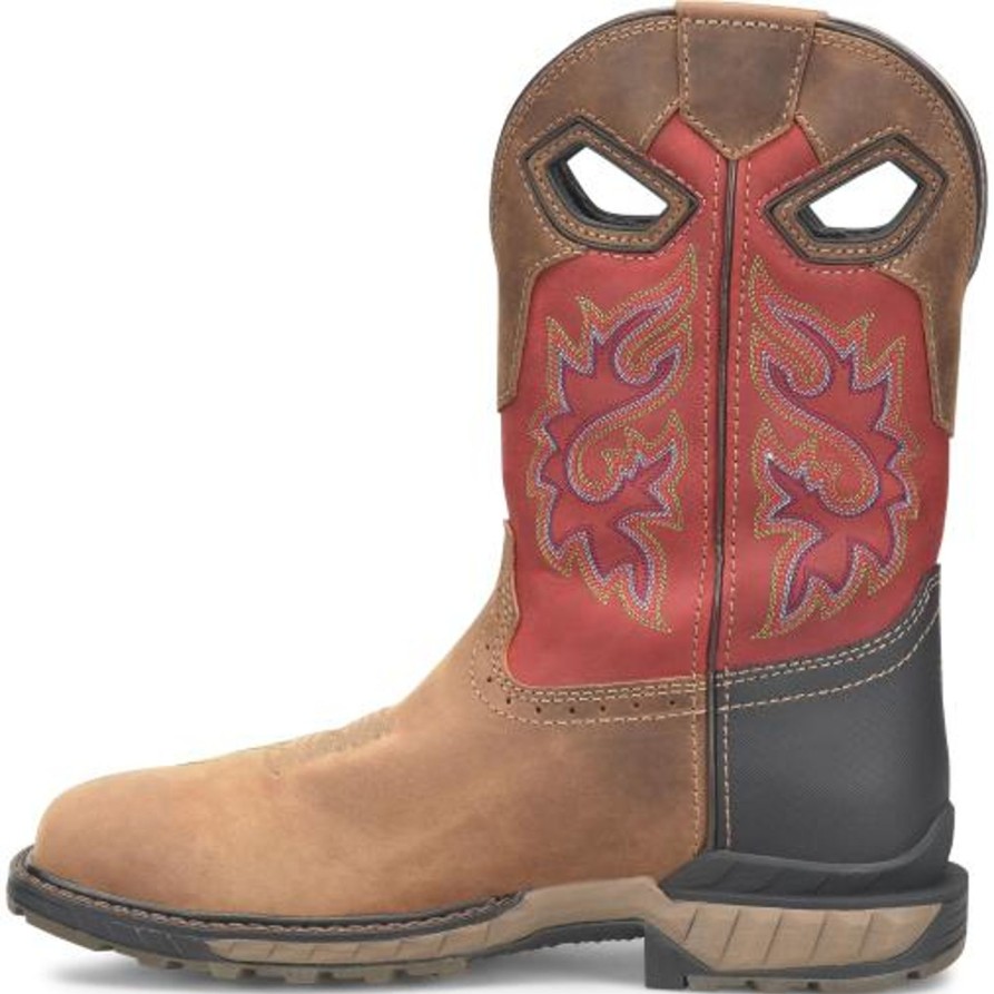 Men'S Double H | Double H Men'S Symbol 11" Square Toe Wp Lug Roper Work Boot Dh5395 Red