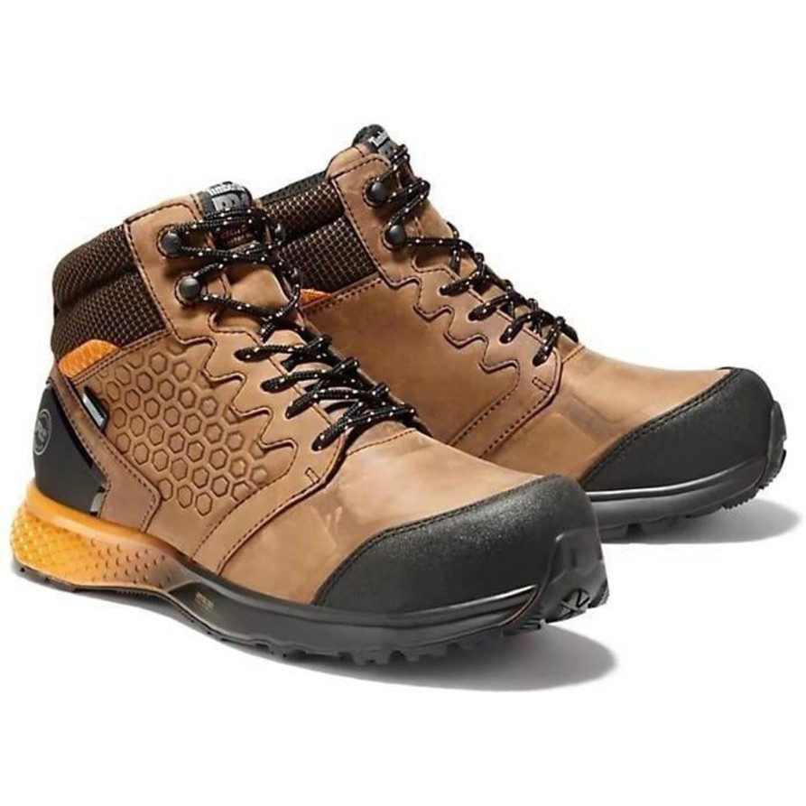 Men'S Timberland Pro | Timberland Pro Men'S Reaxion Comp Toe Wp Work Boot Tb0A1Zr1214 Brown