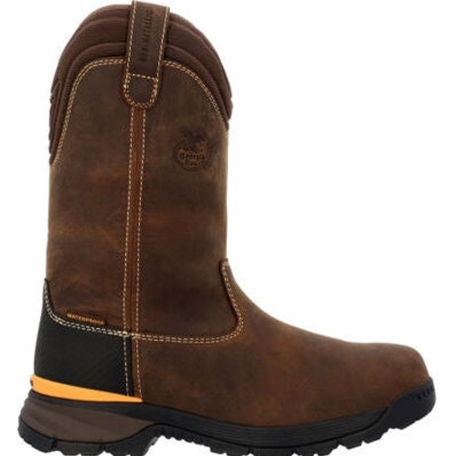 Men'S Georgia | Georgia Men'S Tbd 11" Soft Toe Wp Wellington Pull On Work Boot Gb00598 Brown