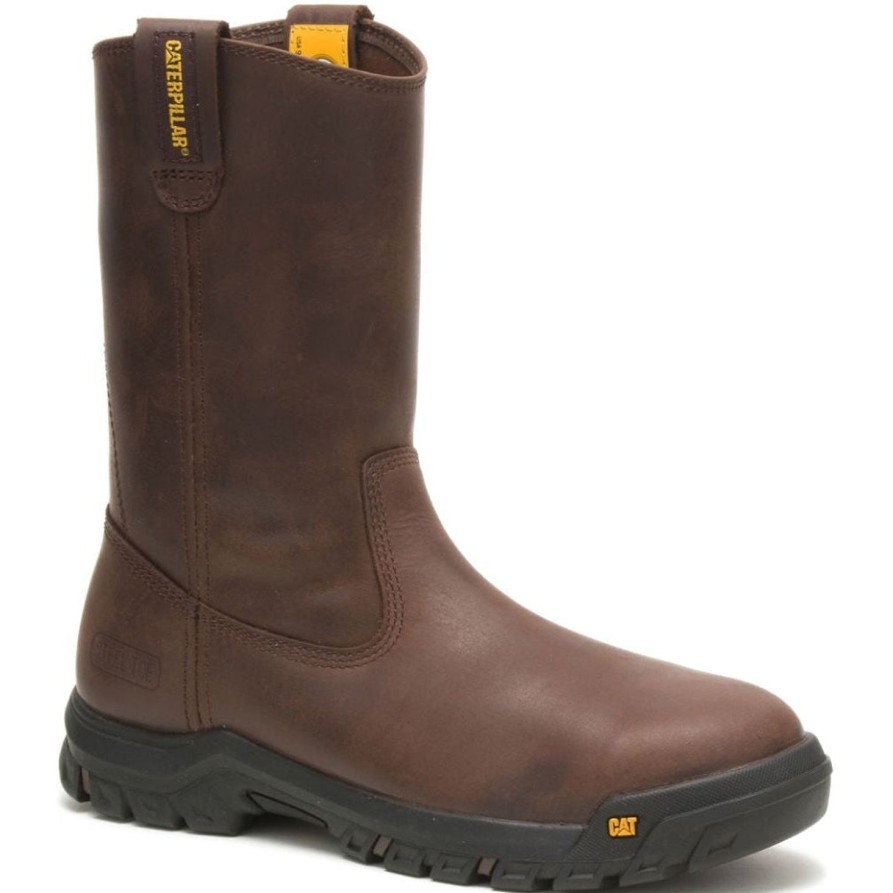 Men'S CAT | Cat Men'S Drawbar Steel Toe Work Boot - Summer P91155 Brown