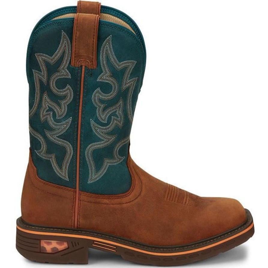 Men'S Justin | Justin Men'S Resistor 11" Square Toe Western Work Boot Cr4009 Blue