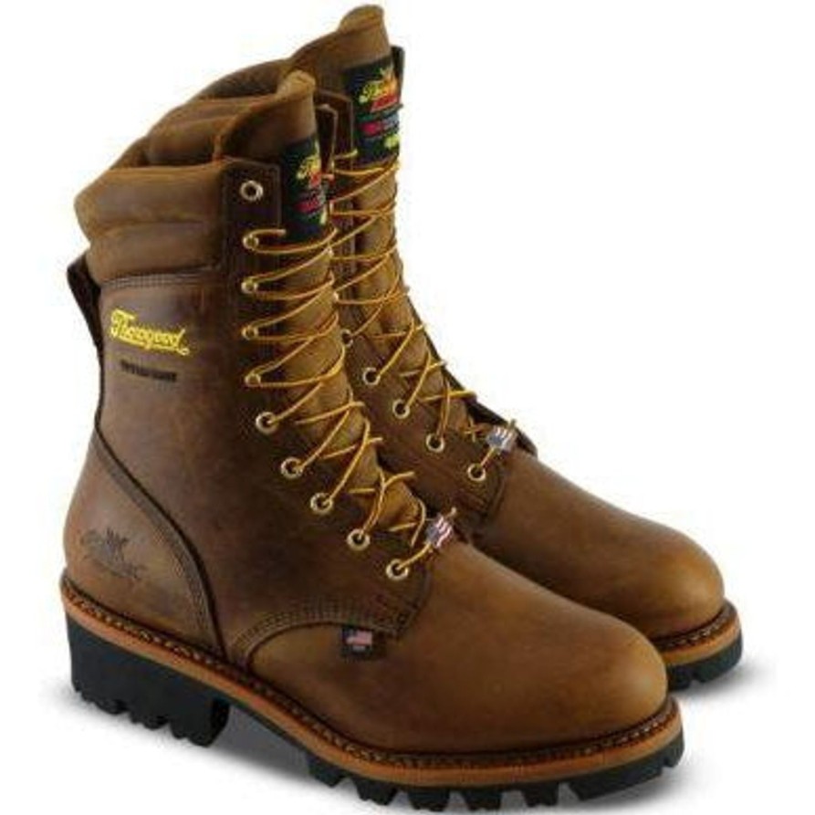 Men'S Thorogood | Thorogood Men'S Logger 9" St Wp Ins Usa Work Boot 804-3554 Brown