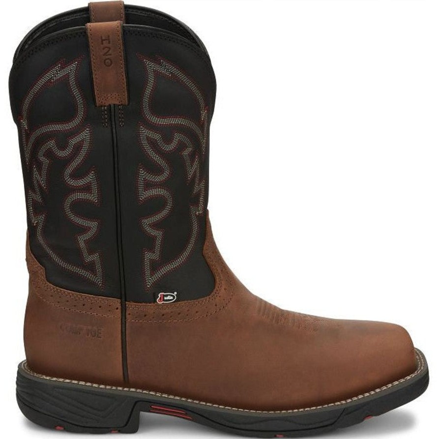 Men'S Justin | Justin Men'S Rush 11" Comp Toe Western Work Boot Wk4337 Tan