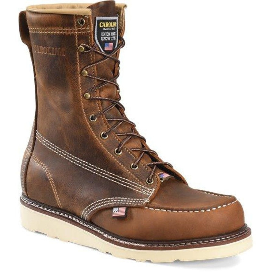 Men'S Carolina | Carolina Men'S Domestic 8" Soft Toe Moc Toe Work Boot Ca8012 Brown