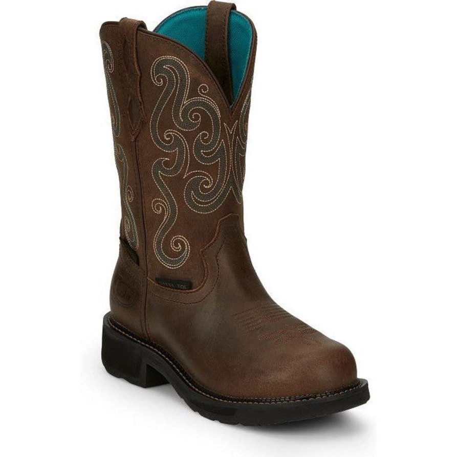 Women'S Justin | Justin Women'S Tasha 11" St Wp Western Work Boot Gy9991 Brown