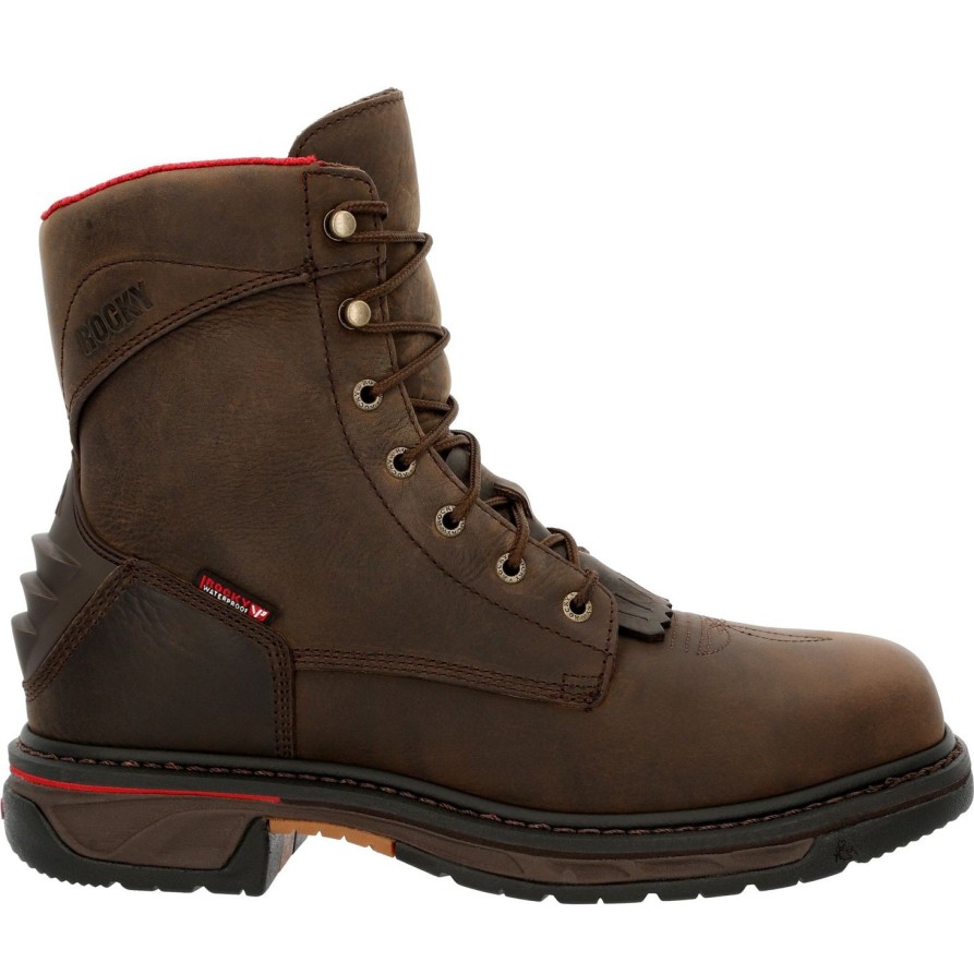 Men'S Rocky | Rocky Men'S Iron Skull 8" Comp Toe Wp Lacer Western Work Boot- Rkw0361 Brown