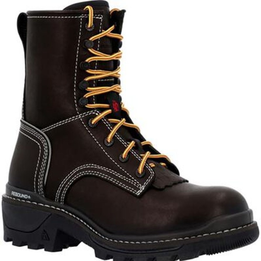 Men'S Rocky | Rocky Men'S Rams Horn 9" Soft Toe Wp Logger Work Boot Rkk0438 Black