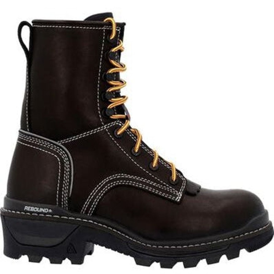 Men'S Rocky | Rocky Men'S Rams Horn 9" Soft Toe Wp Logger Work Boot Rkk0438 Black