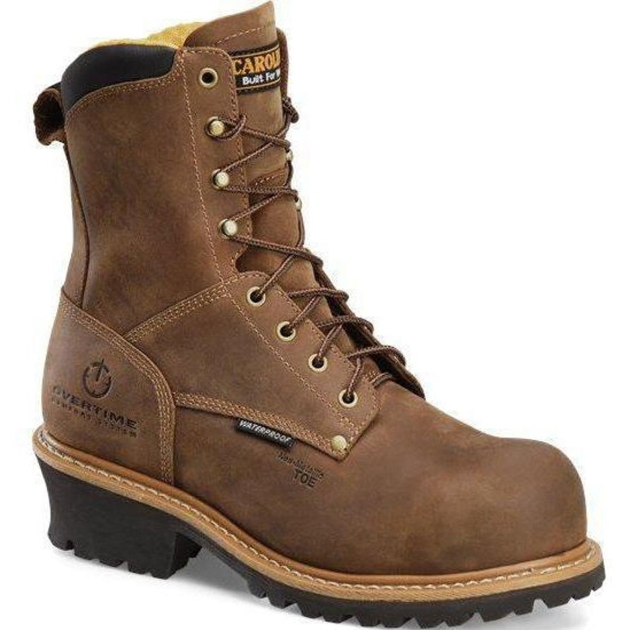 Men'S Carolina | Carolina Men'S Poplar 8" Wp Comp Toe Logger Work Boot Ca9852 Brown