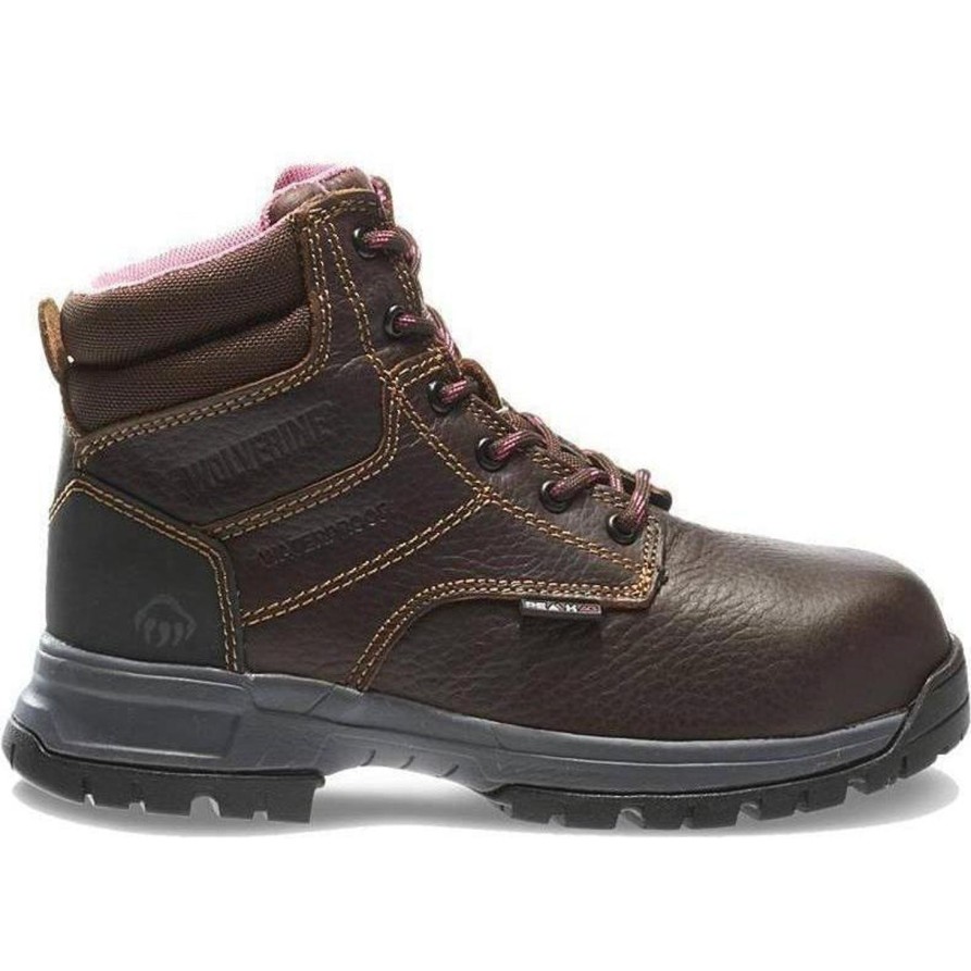 Women'S Wolverine | Wolverine Women'S Piper 6" Comp Toe Wp Eh Work Boot W10180 Brown