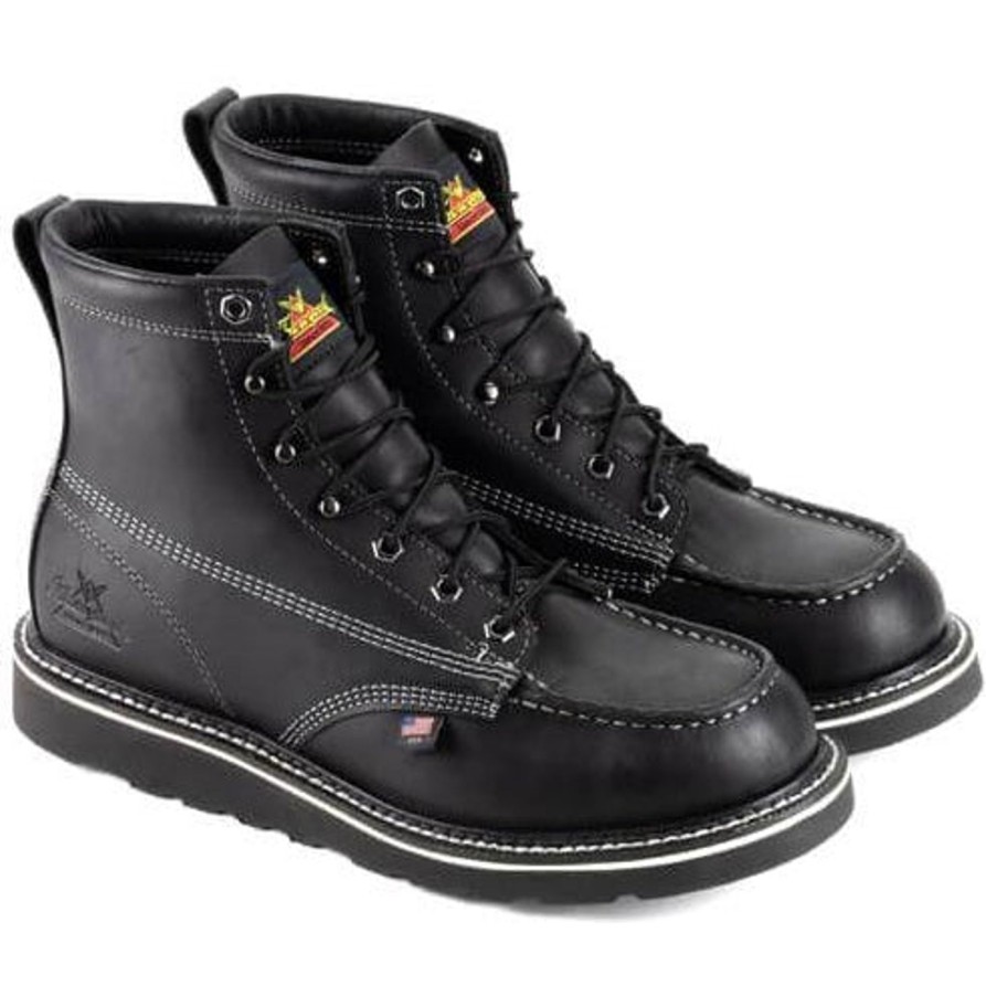 Men'S Thorogood | Thorogood Men'S American Heritage Midnight 6" Soft Toe Usa Made Wedge Work Boot - 814-6206 Black