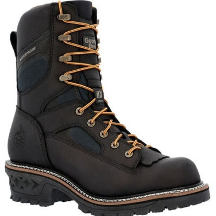 Men'S Georgia | Georgia Men'S Ltx Logger 9" Soft Toe Wp Work Boot Gb00618 Black