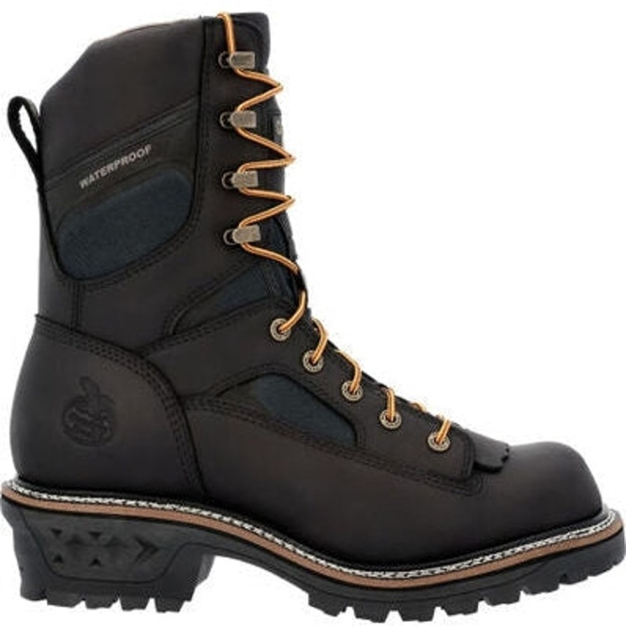 Men'S Georgia | Georgia Men'S Ltx Logger 9" Soft Toe Wp Work Boot Gb00618 Black