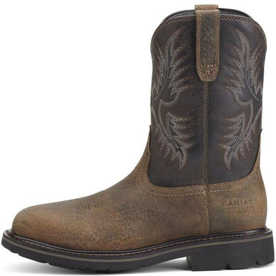 Men'S Ariat | Ariat Men'S Sierra Puncture Resistant 10" Stl Toe Western Work Boot - 10012948 Brown