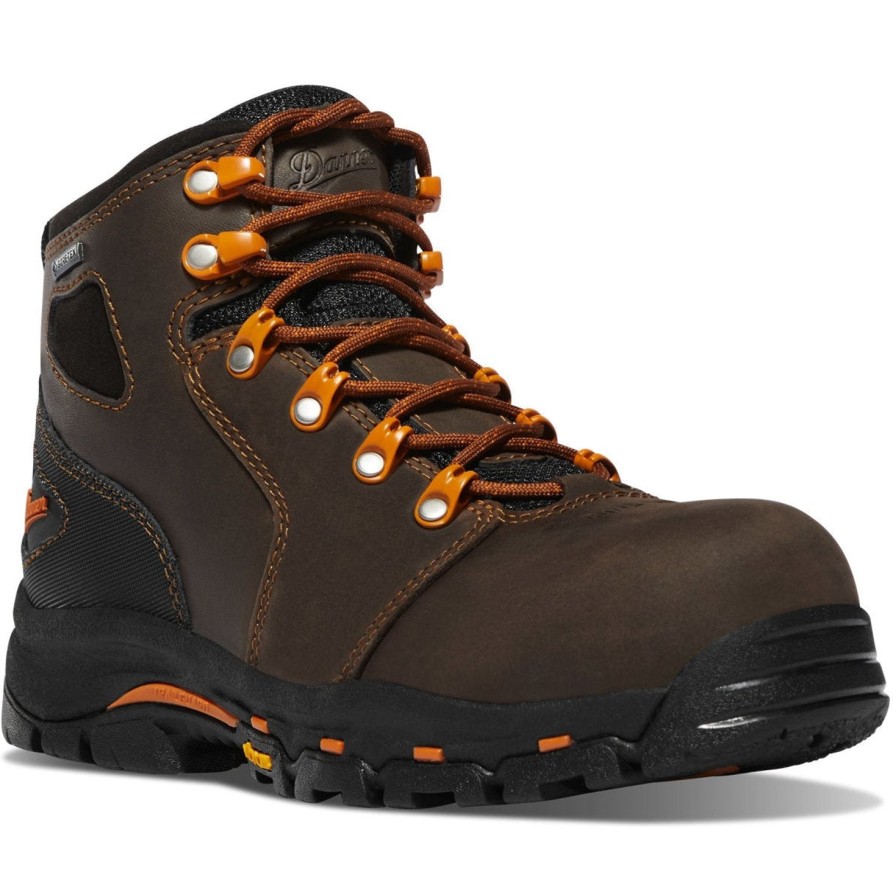 Women'S Danner | Danner Women'S Vicious 4" Plain Toe Wp Slip Resist Work Boot -Brown- 13883 Grey