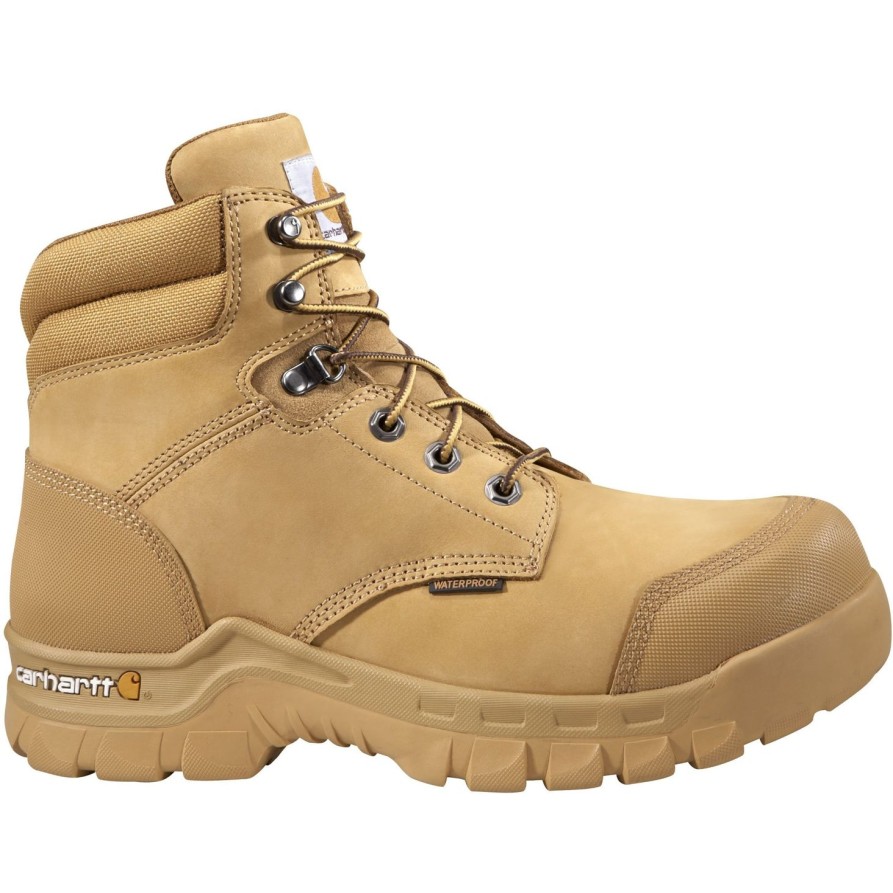 Men'S Carhartt | Carhartt Men'S Rugged Flex 6" Comp Toe Wp Work Boot Cmf6356 Wheat