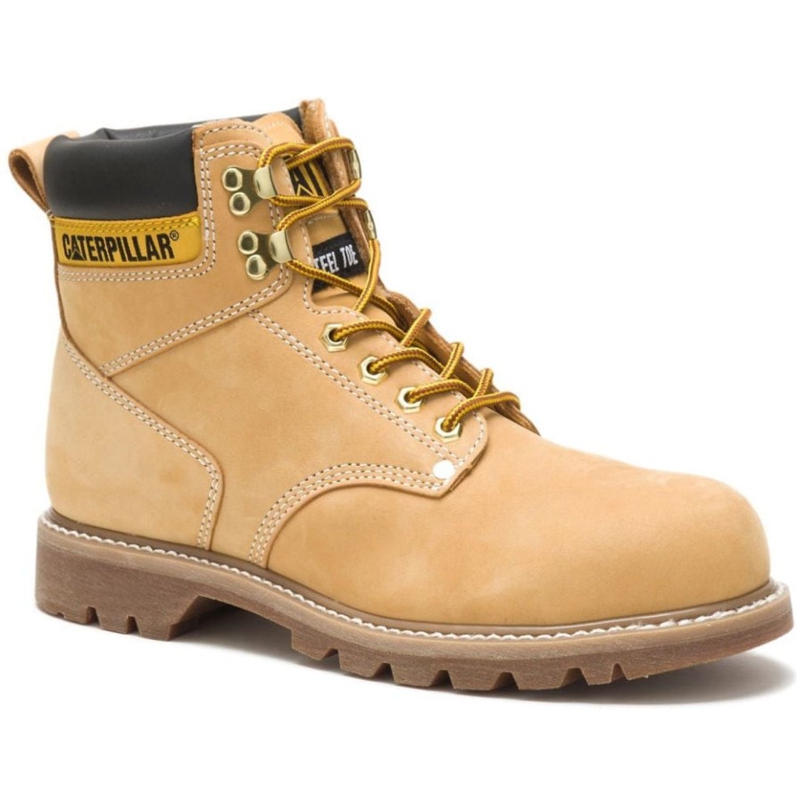 Men'S CAT | Cat Men'S Second Shift Steel Toe Work Boot - Honey Nubuck - P89162 Wheat