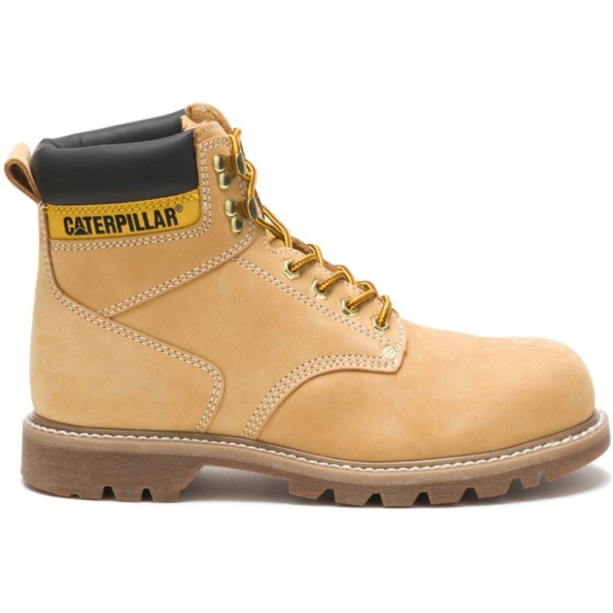 Men'S CAT | Cat Men'S Second Shift Steel Toe Work Boot - Honey Nubuck - P89162 Wheat