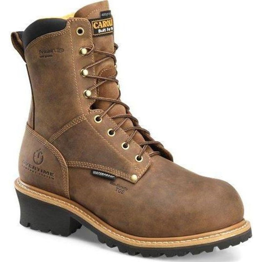 Men'S Carolina | Carolina Men'S Poplar 8" Comp Toe Wp Ins Loggger Work Boot - Ca9851 Brown