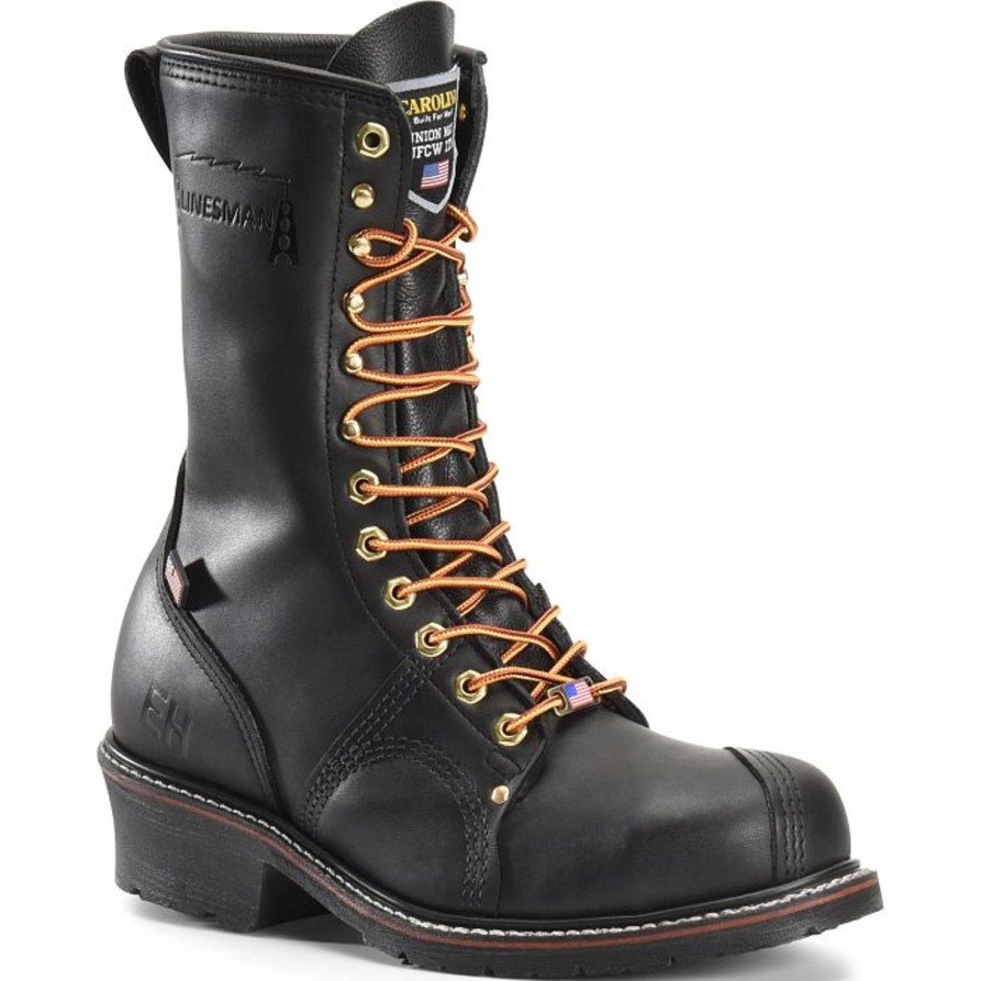 Men'S Carolina | Carolina Men'S Linesman 10" Steel Safety Toe Usa Made Work Boot 1905 Black