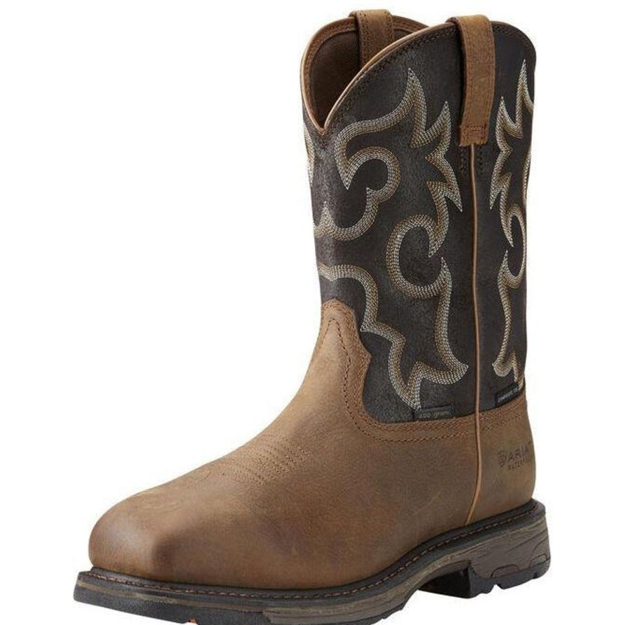 Men'S Ariat | Ariat Men'S Workhog 11" Wide Sqr Comp Toe Wp 400G Western Work Boot - 10018555 Brown