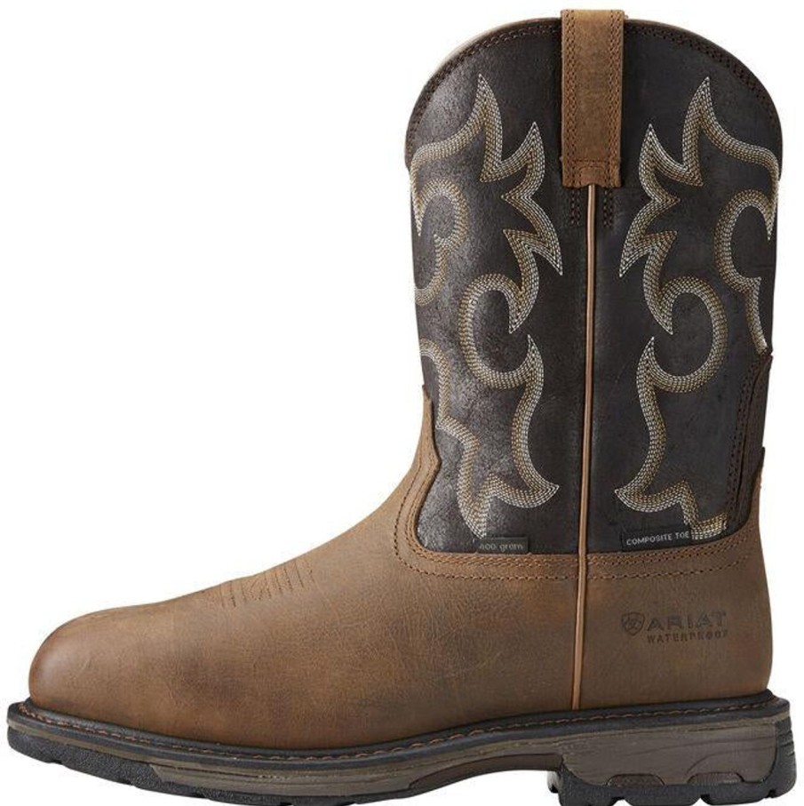 Men'S Ariat | Ariat Men'S Workhog 11" Wide Sqr Comp Toe Wp 400G Western Work Boot - 10018555 Brown