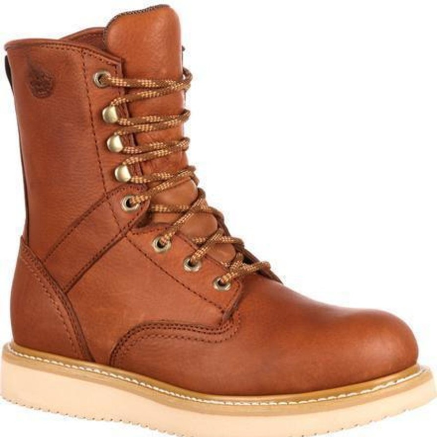 Men'S Georgia | Georgia Men'S 8" Wedge Steel Toe Work Boot - Brown - G8342 Tobacco