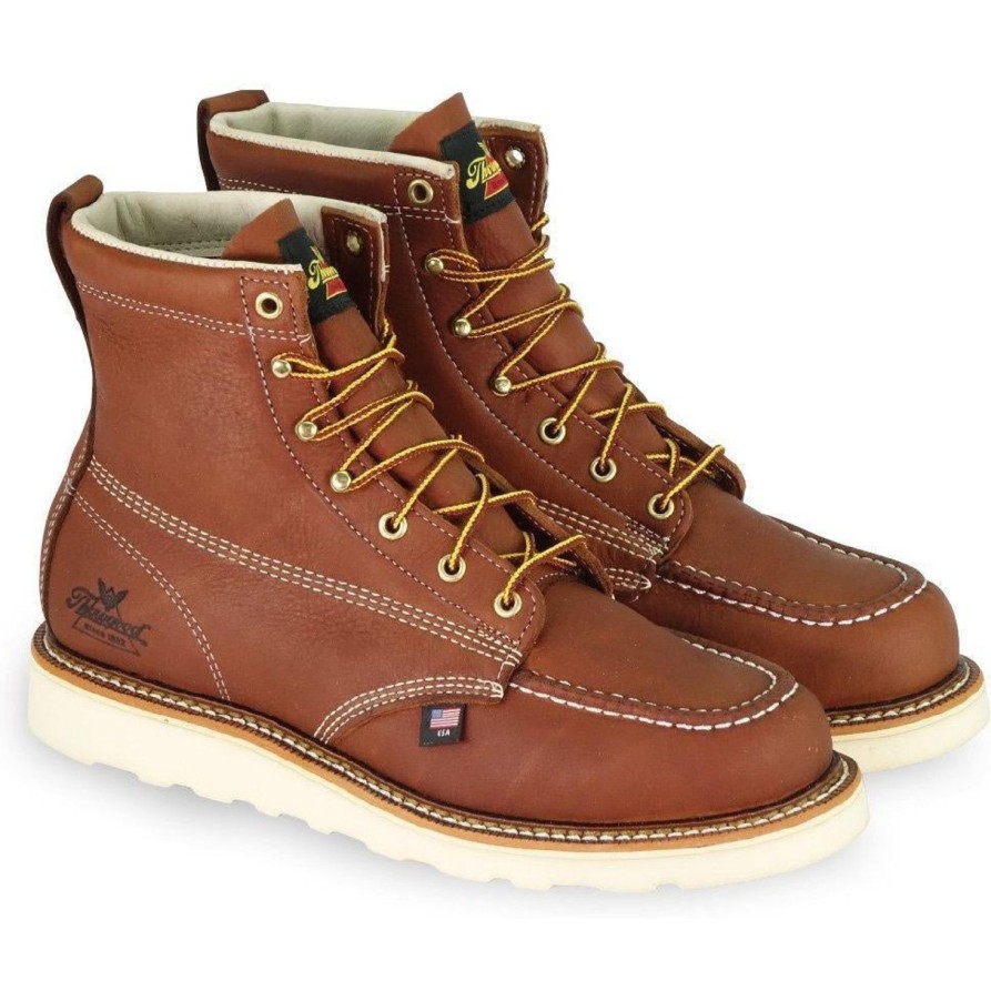 Men'S Thorogood | Thorogood Men'S Usa Made American Heritage 6"Wedge Work Boot - 814-4200 Tobacco