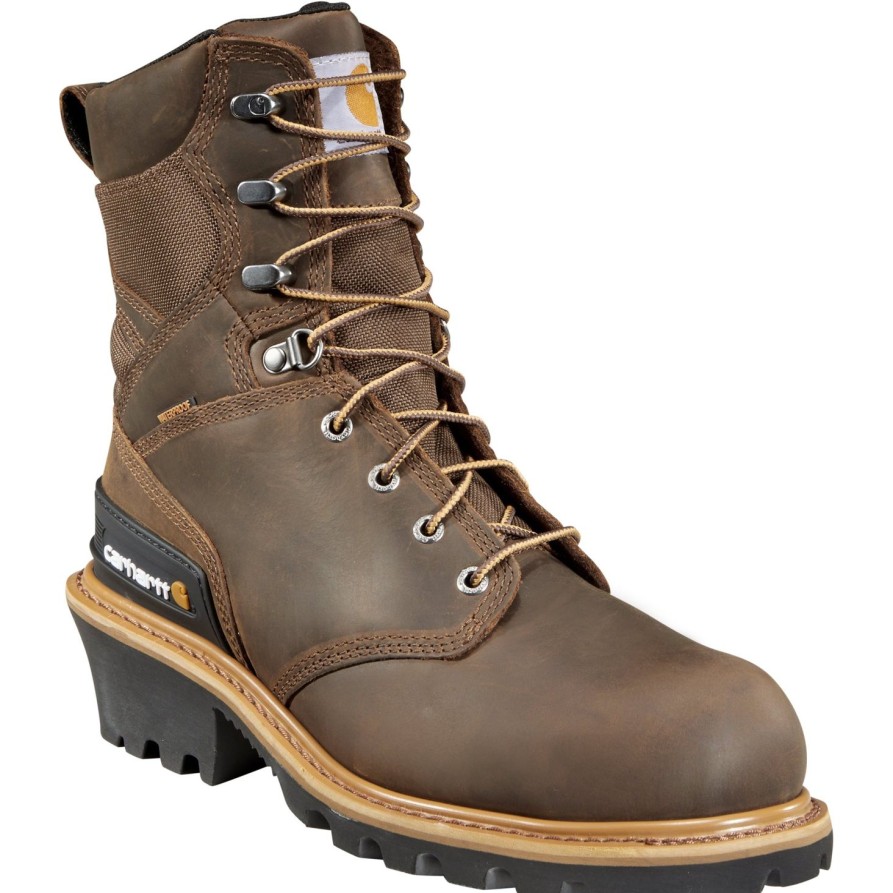 Men'S Carhartt | Carhartt Men'S 8" Comp Toe Wp Ins Climbing Work Boot Cml8369 Brown