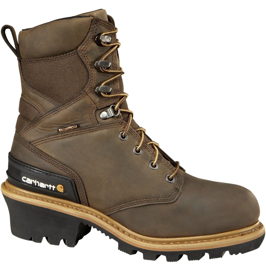 Men'S Carhartt | Carhartt Men'S 8" Comp Toe Wp Ins Climbing Work Boot Cml8369 Brown