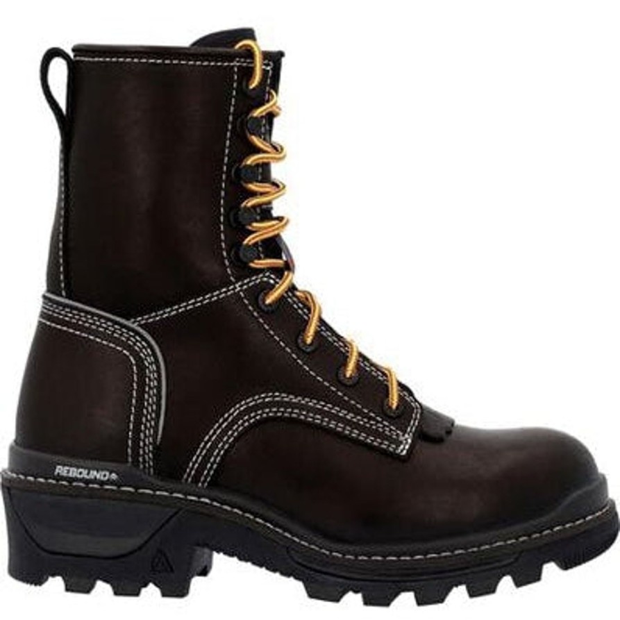 Men'S Rocky | Rocky Men'S Rams Horn 9" Comp Toe Wp Logger Work Boot Rkk0439 Black