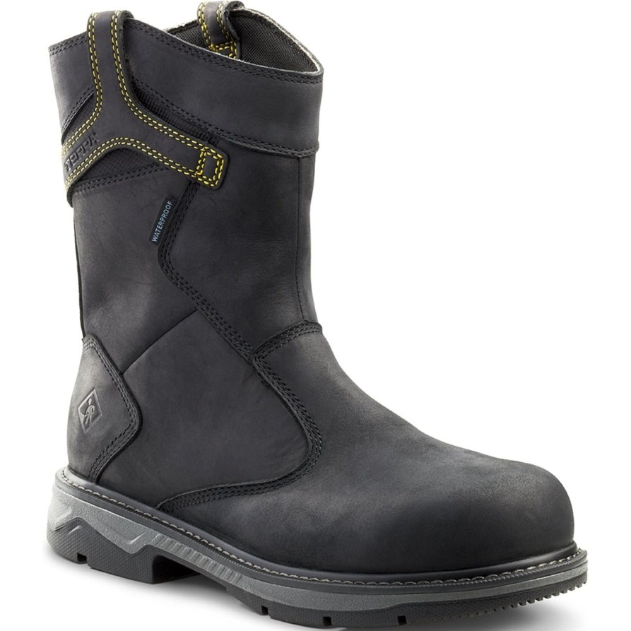 Men'S Terra | Terra Men'S Patton At Waterproof Pull-On Safety Work Boot 4Tcbbk Black