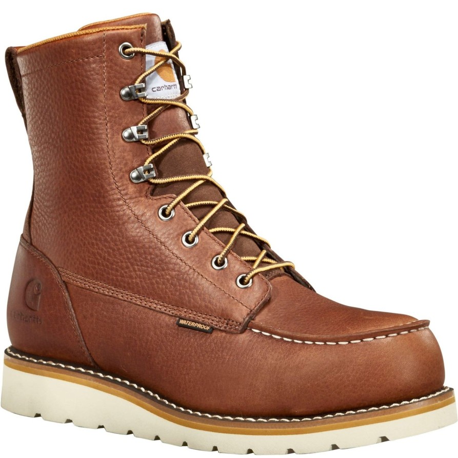 Men'S Carhartt | Carhartt Men'S 8" Waterproof Steel Toe Wedge Work Boot - Redwood - Fw8275-M Brown