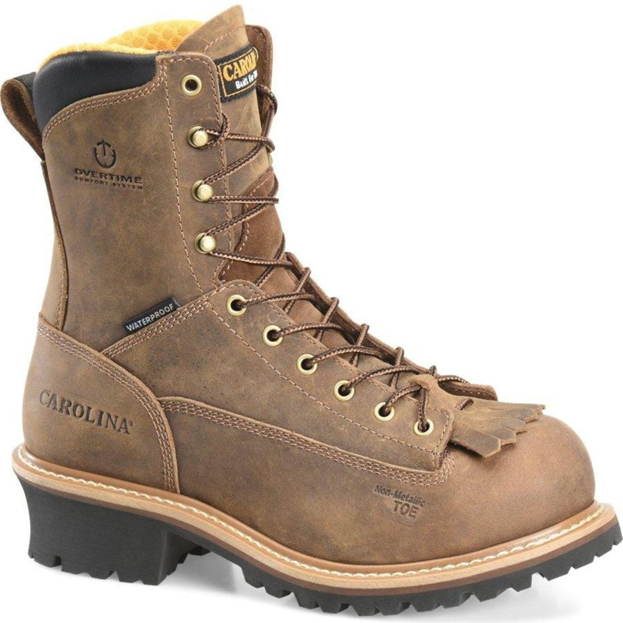 Men'S Carolina | Carolina Men'S Poplar 8" Comp Toe Wp Logger Work Boot Ca9828 Brown