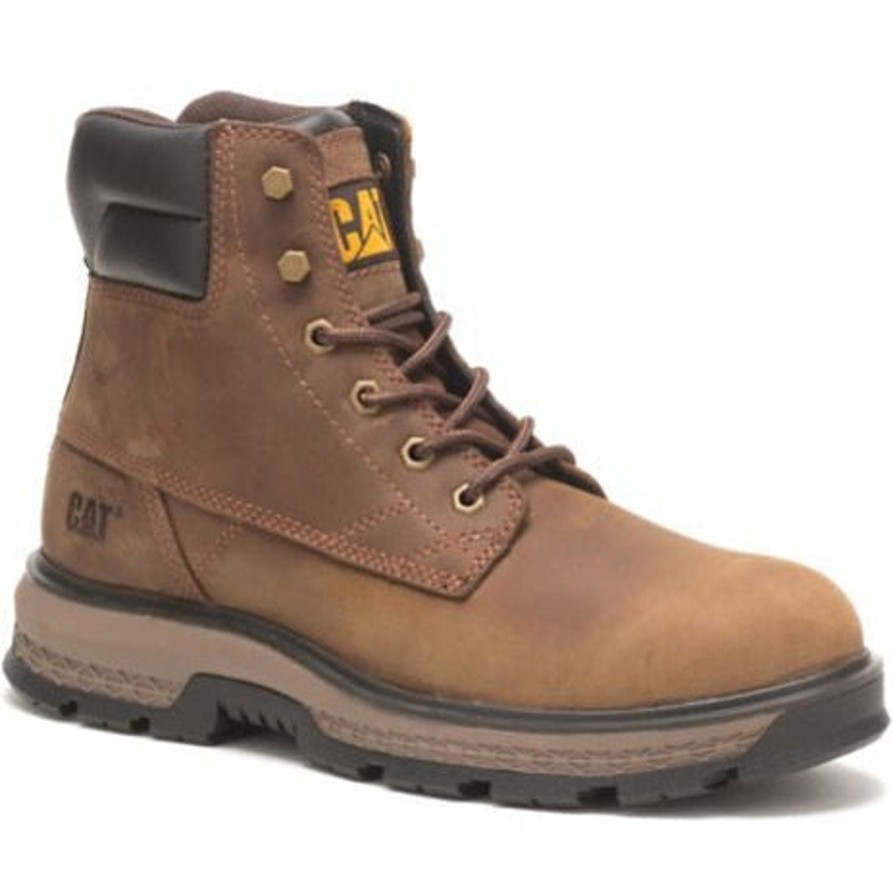 Men'S CAT | Cat Men'S Exposition 6" Slip Resist Soft Toe Work Boot -Pyramid- P51059 Brown