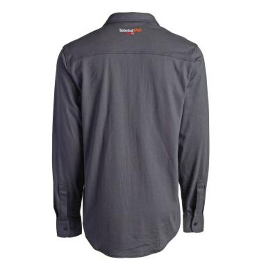 Men'S Timberland Pro | Timberland Pro Men'S Flame Resistant Cotton Core Button Work Shirt - Charcoal - Tb0A236V003 Grey