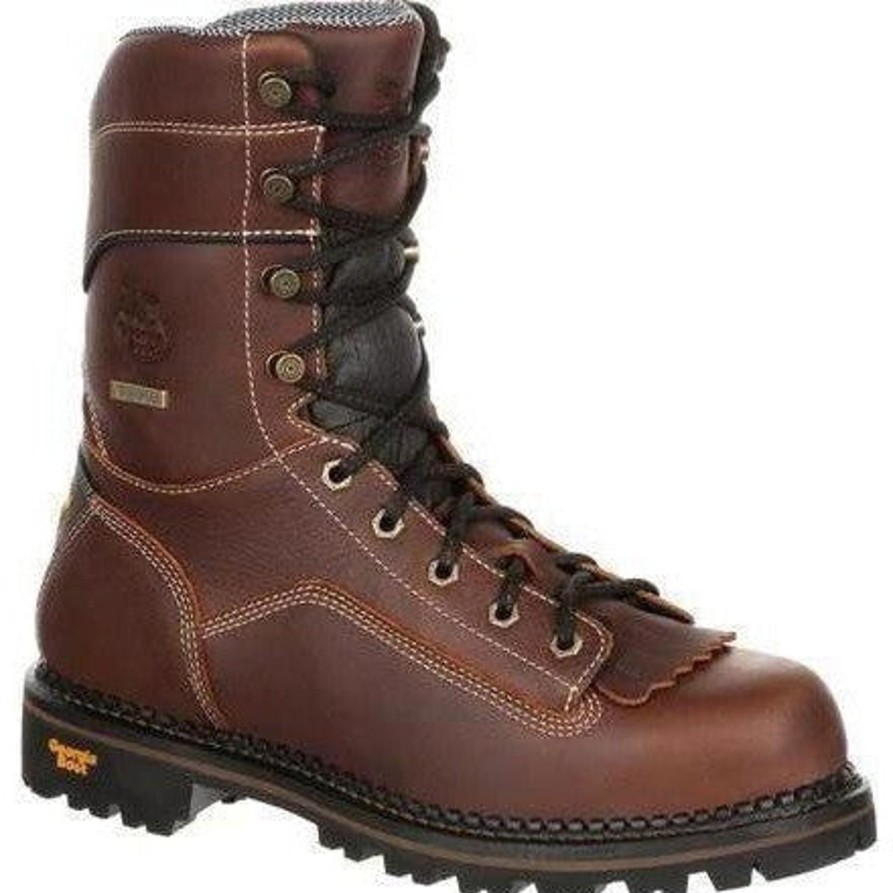 Men'S Georgia | Georgia Men'S Amp Lt 9" Logger Low Heel Wp Work Boot Gb00237 Brown