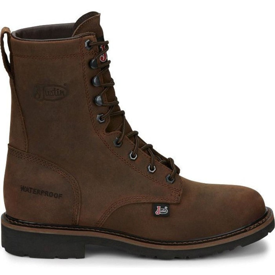 Men'S Justin | Justin Men'S Drywall 8" Waterproof Western Work Boot Se960 Brown