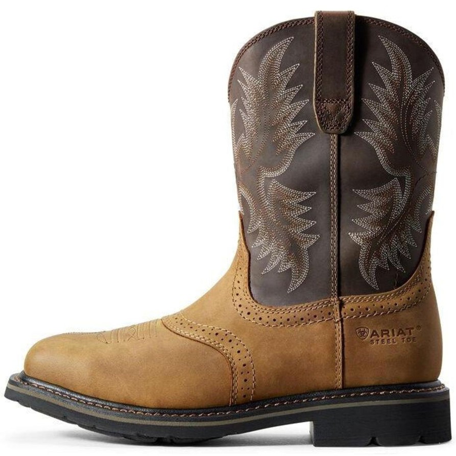 Men'S Ariat | Ariat Men'S Sierra 10" Wide Square Steel Toe Western Work Boot- Bark- 10010134 Brown